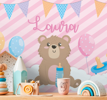 Aranyos medve illusztráció gyermek hálószoba falfestmények - TenStickers