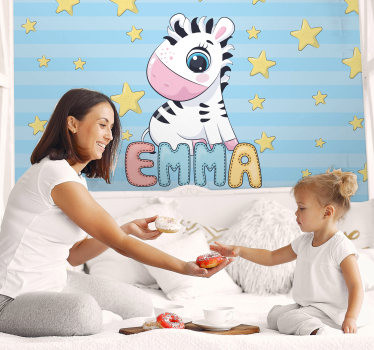 Aranyos zebra és csillagok névre szabott freskókkal - TenStickers