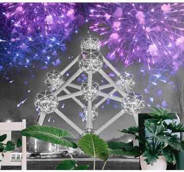 Atomium tűzijáték Városi falfestmény - TenStickers