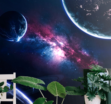 Bolygók az univerzumban tér falfestmény tapéta - TenStickers