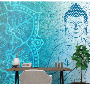 Buddha kék mandala falfestmények - TenStickers