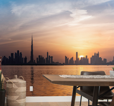 Dubai skyline naplemente városi falfestmény - TenStickers