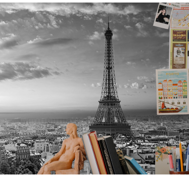 Eiffel-torony fekete-fehér párizsi falfestmény - TenStickers