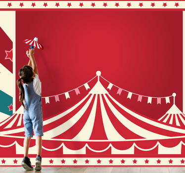 Fantasy cirkusz banner piros háttér gyermekek falfestmények - TenStickers
