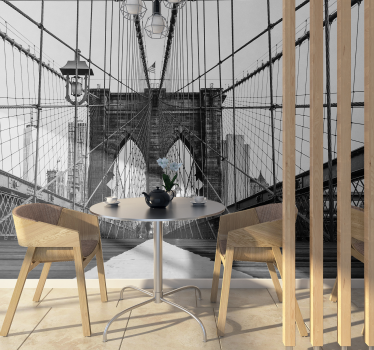 Fekete -fehér brooklyn -híd 3d falfestmény tapéta - TenStickers