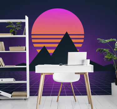 Geometrikus naplemente jelenet 3d hatású falfestmények - TenStickers