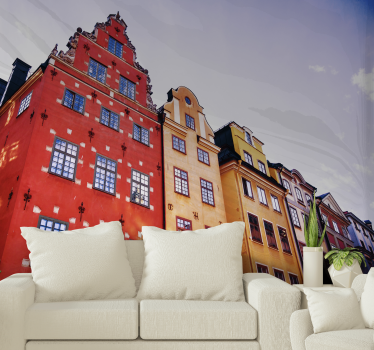 Gyönyörű házak stockholmi falfestmény - TenStickers