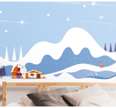 Havas hegyek sátrakkal gyermekek falfestmények - TenStickers
