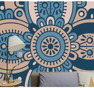 Kék és bézs színű mandala falfestmények - TenStickers