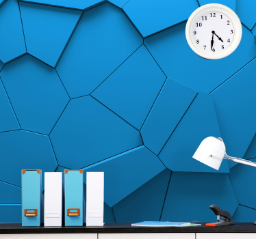 Kék geometriai formák 3d hatású falfestmény tapéta - TenStickers
