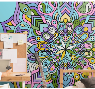 Kékeszöld modern mandala falfestmények - TenStickers