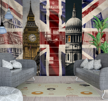Londoni ikonok kollázsa Nappali falfestmények - TenStickers