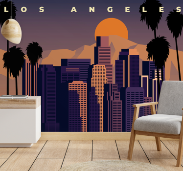 Los angeles naplemente város illusztráció nappali falfestmény - TenStickers