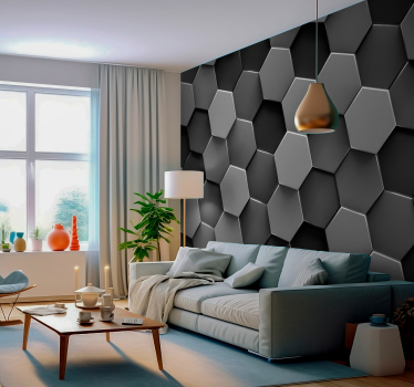 Nappali falfestmények 3d-s hexagonok - TenStickers