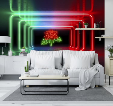 Neon rózsa 3d freskó tapéta - TenStickers