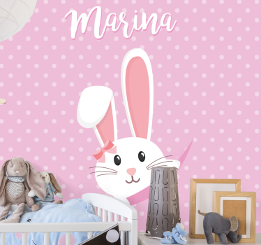 Nyuszi masnival gyermek hálószoba falfestmények - TenStickers