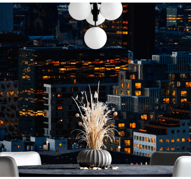 Oslo modern épületek éjszaka falfestmény - TenStickers