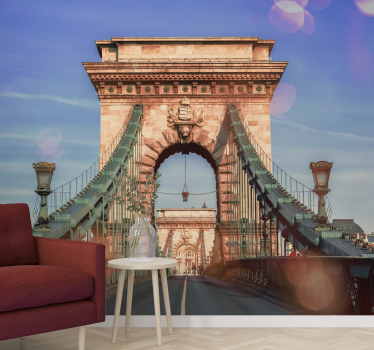 Panoráma budapest híd nézet 3d falfestmény tapéta - TenStickers