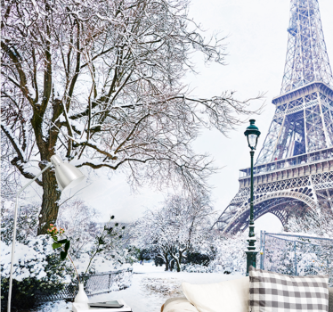 Párizsi falfestmények - eiffel-torony hóban - TenStickers