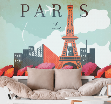 Párizsi falfestmények eiffel-torony városképpel - TenStickers