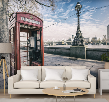 Piros telefonfülke london városfali falfestmény - TenStickers