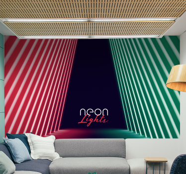 Piros zöld neonfény színpadon 3d freskó háttérkép - TenStickers