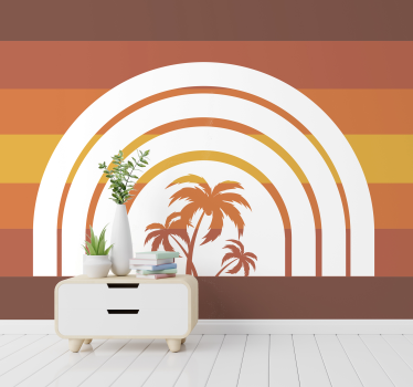 Retro naplemente és a tenyér táj falfestmények - TenStickers