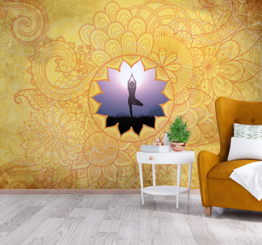 Sárga jóga mandala zen fotó háttérkép - TenStickers