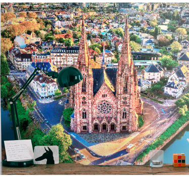 Székesegyház légi felvétele Városi falfestmény - TenStickers