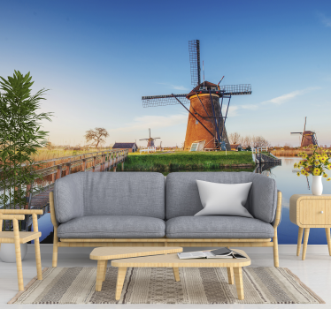 Szélmalom táj jelenet Fototapéta Ámsterdam - TenStickers