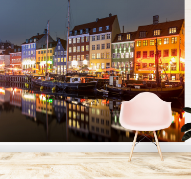 Színes csatornaházak Városi falfestmény - TenStickers