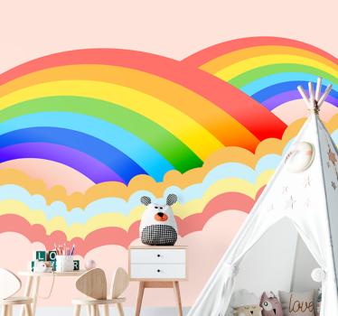 Szivárvány háttér felhők gyermekek falfestmények - TenStickers