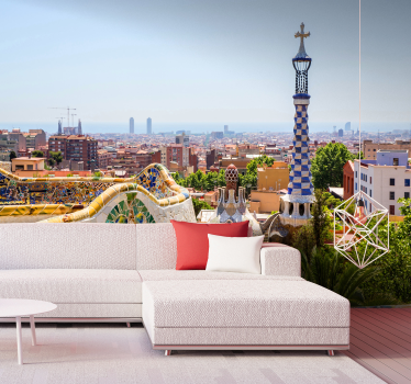 Tengerre néző kilátás a park güell barcelonai falfestményre - TenStickers