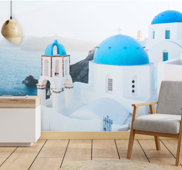 Városi falfestmény santorini tengerparti látképekkel - TenStickers