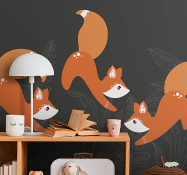 Vidám rókák játszanak gyermek hálószoba falfestmények - TenStickers