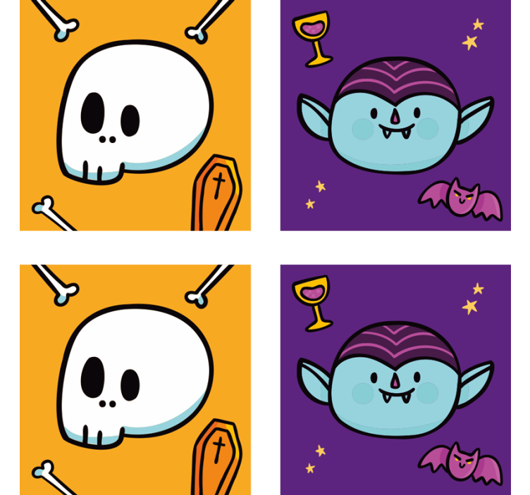 Vidám koponya vámpír arcok poháralátétek halloween - TenStickers
