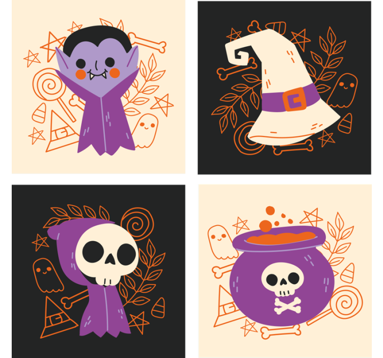 Aranyos halloween szörnyek inni hullámvasút - TenStickers