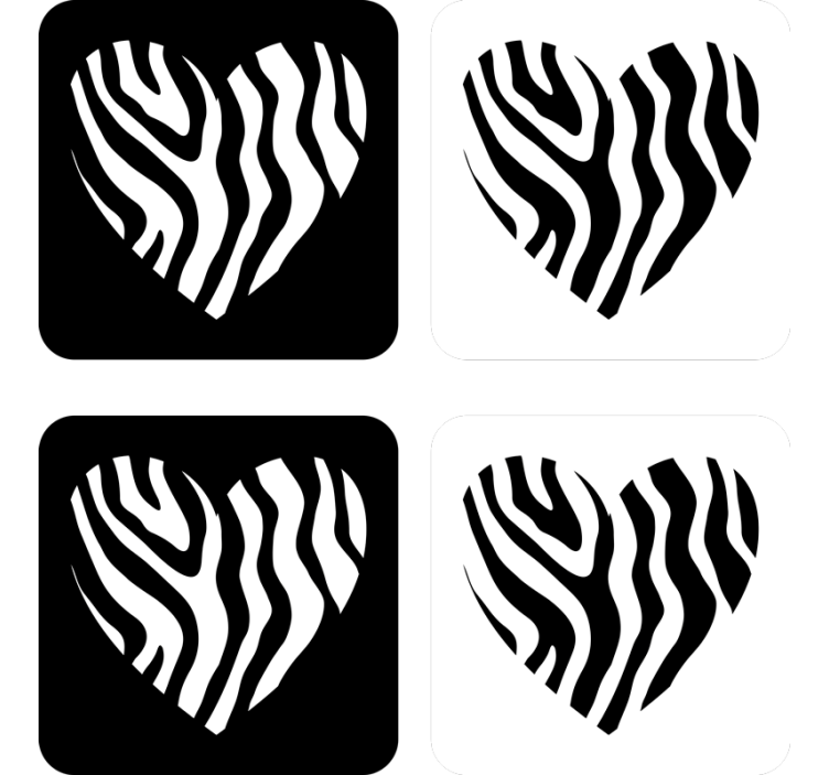 Zebra nyomtatott szív alátét - TenStickers