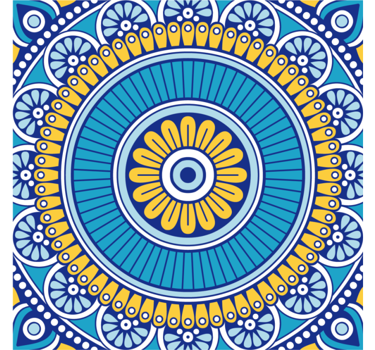 Cseréphatású kék fényes mandala cserépalátét - TenStickers