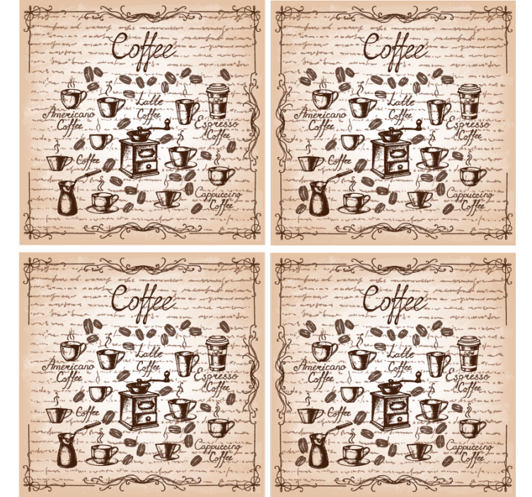 Kávéfajták illusztrációja poháralátétek testreszabható - TenStickers