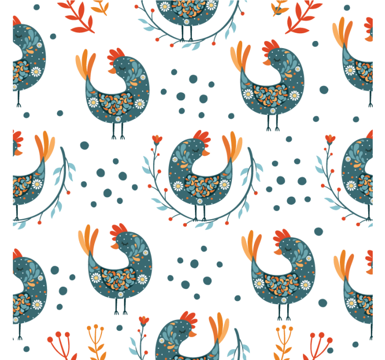 Varrat nélküli népi csirke minta modern alátét - TenStickers