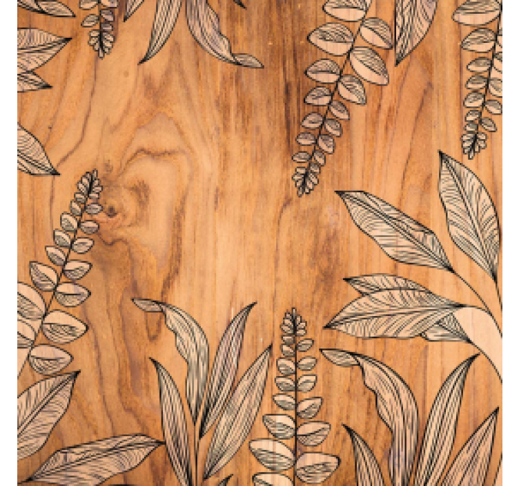 Bézs levelek a fa textúra alátét felett - TenStickers