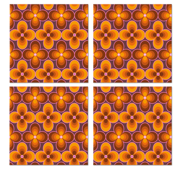 Virág retro groovy minta vintage alátét - TenStickers