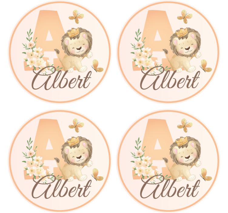 Aranyos állatok oroszlánnév alátéttel - TenStickers