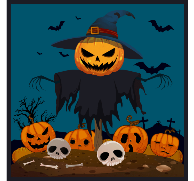 Poháralátétek halloween - madárijesztő tökjelenet - TenStickers