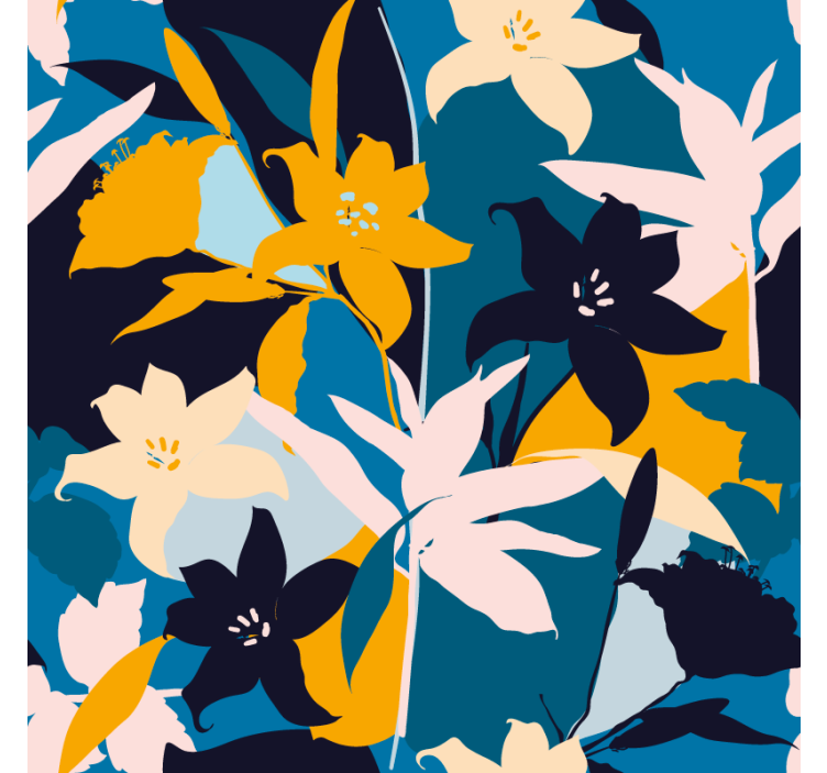 Liliomok a kék háttér mintás alátét - TenStickers