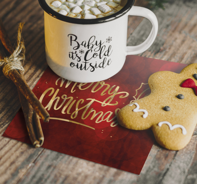 Boldog karácsonyt piros ital alátét - TenStickers