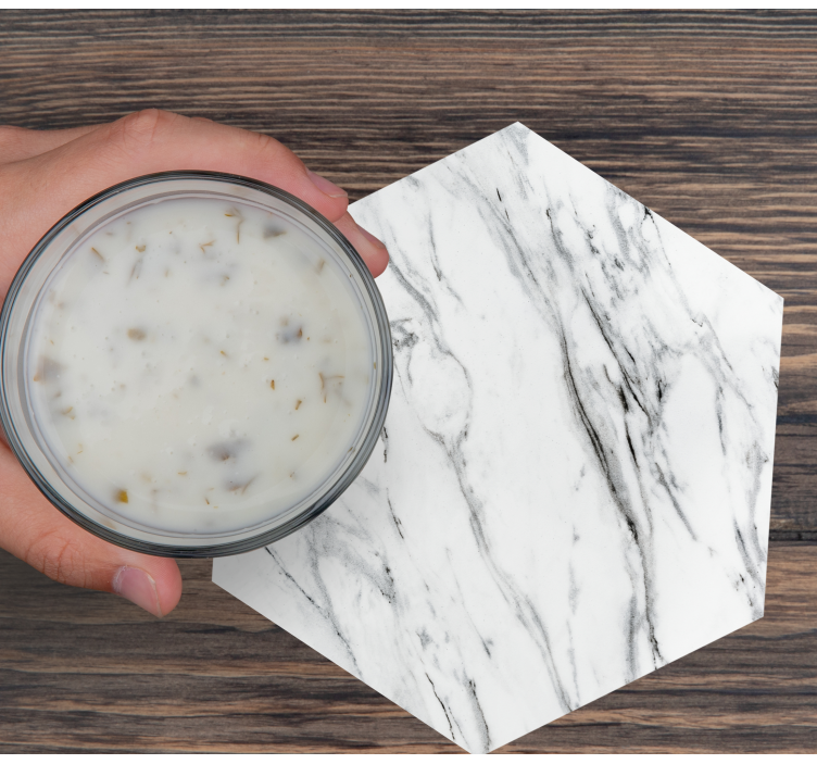 Hatszögletű márvány mintás fehér fekete alátét - TenStickers