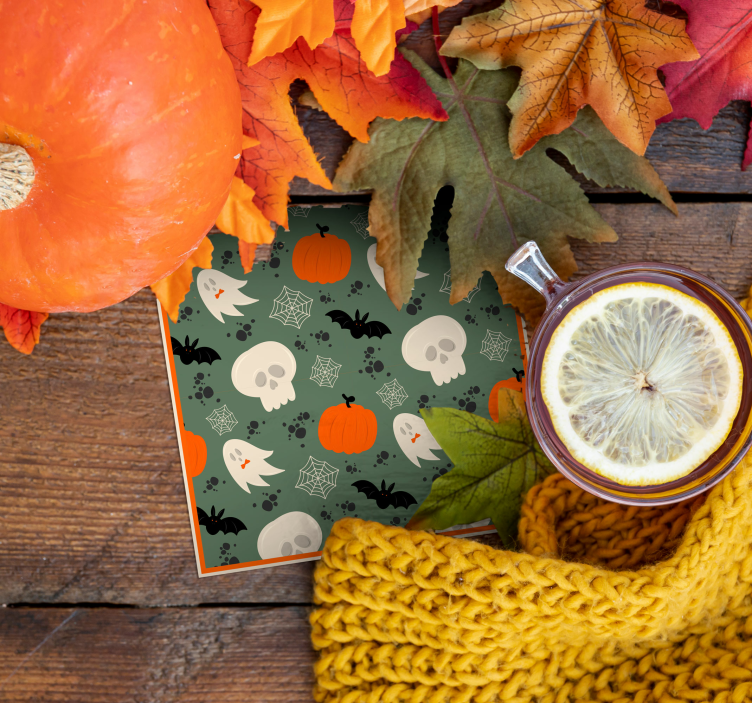 Sütőtök, szellemek és pókok halloween poháralátét - TenStickers