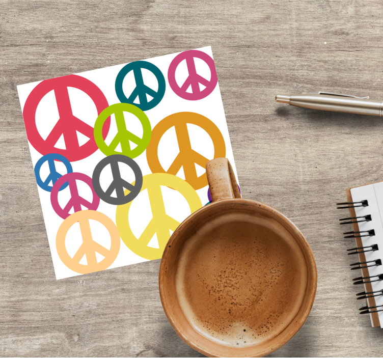 Színes béke szimbólumok minta vintage alátét - TenStickers